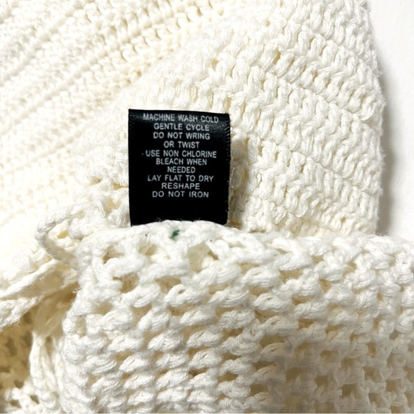 Say What? Women’s Ivory Large Crochet Knit Crop Top Sleeveless Drawstring EUC - Picture 7 of 7